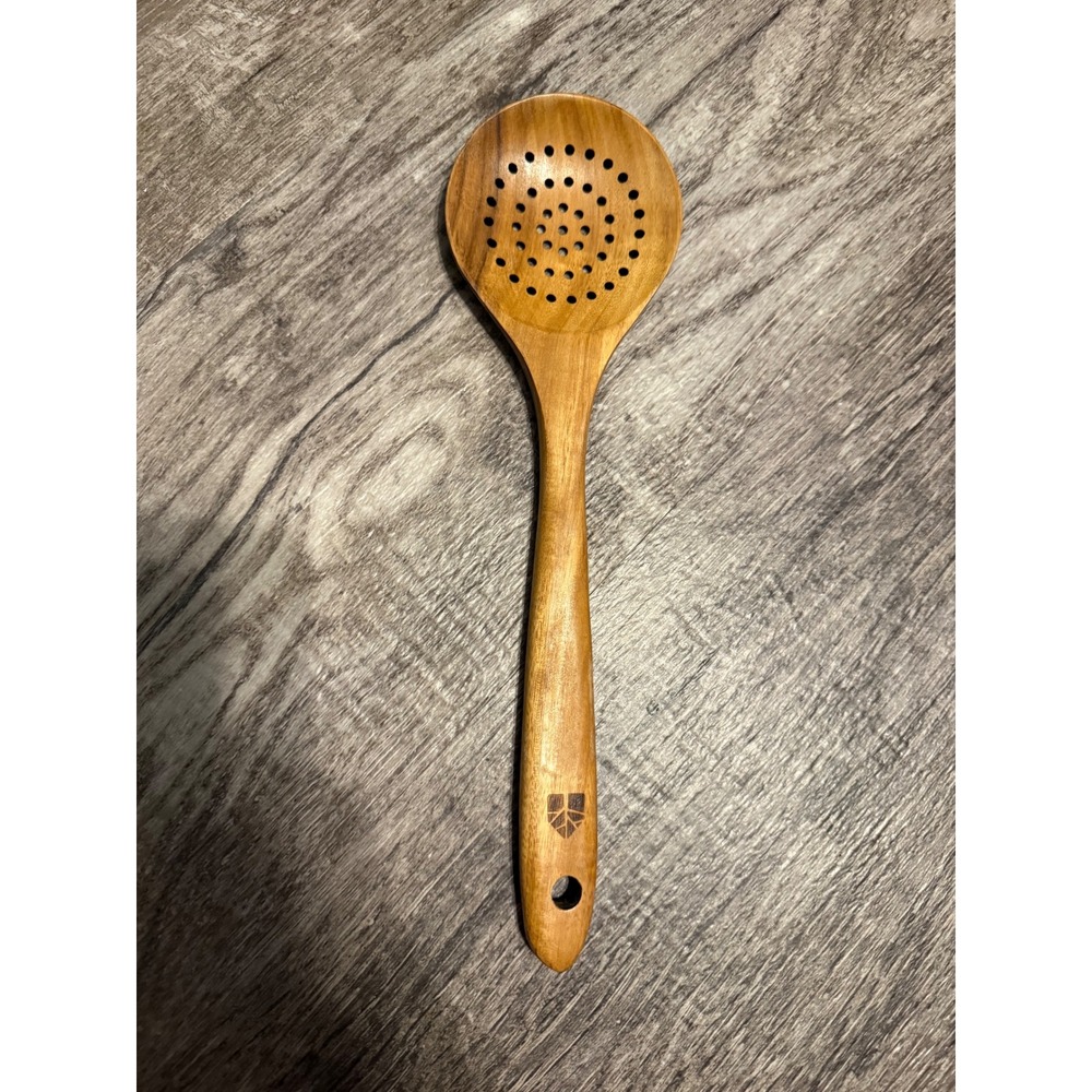 Wooden Slotted Spoon Kitchen Utensil Decorative Holes for Draining and Straining